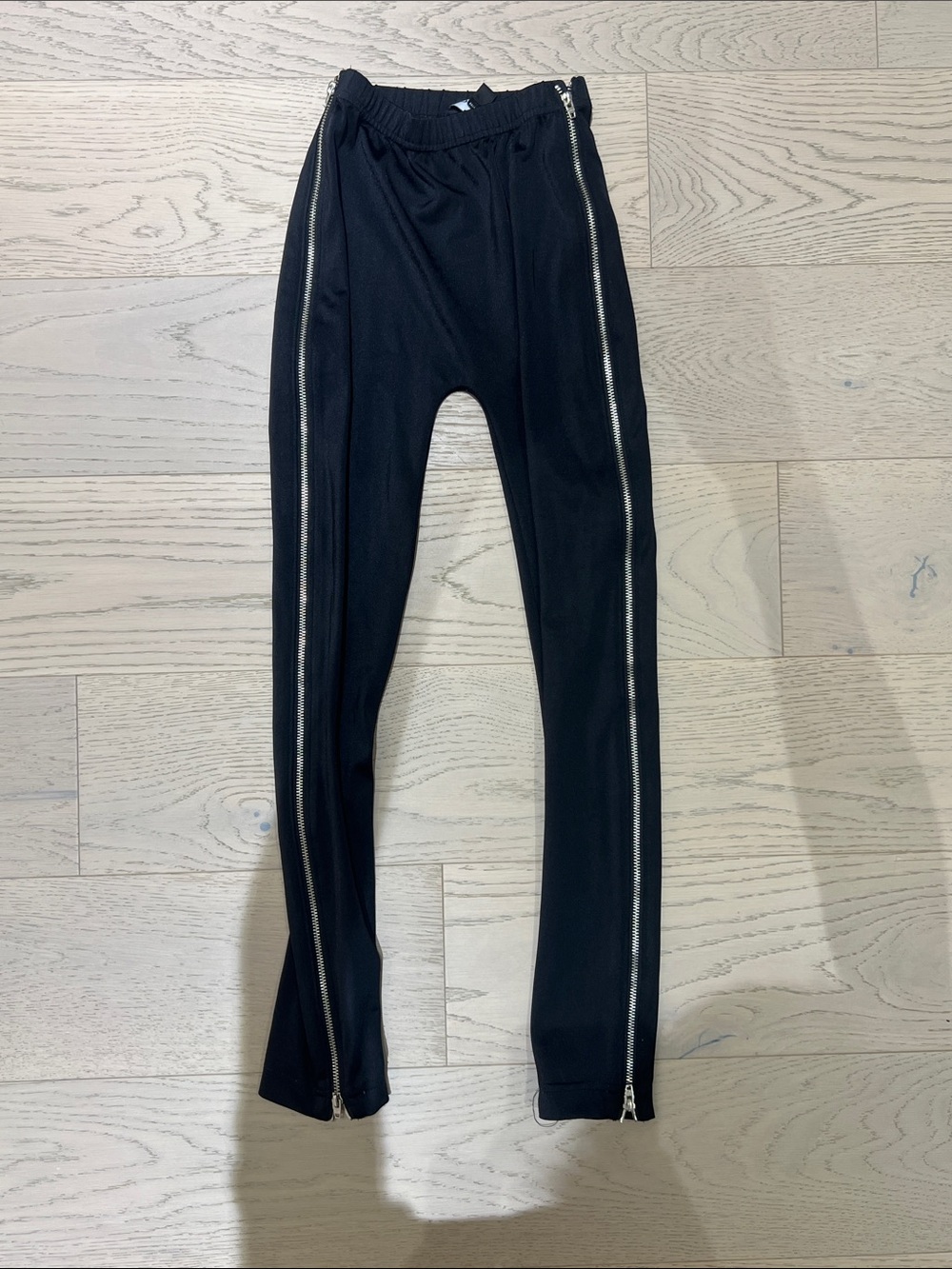 bebe Black Skinny Jogger Pants with Silver Zips